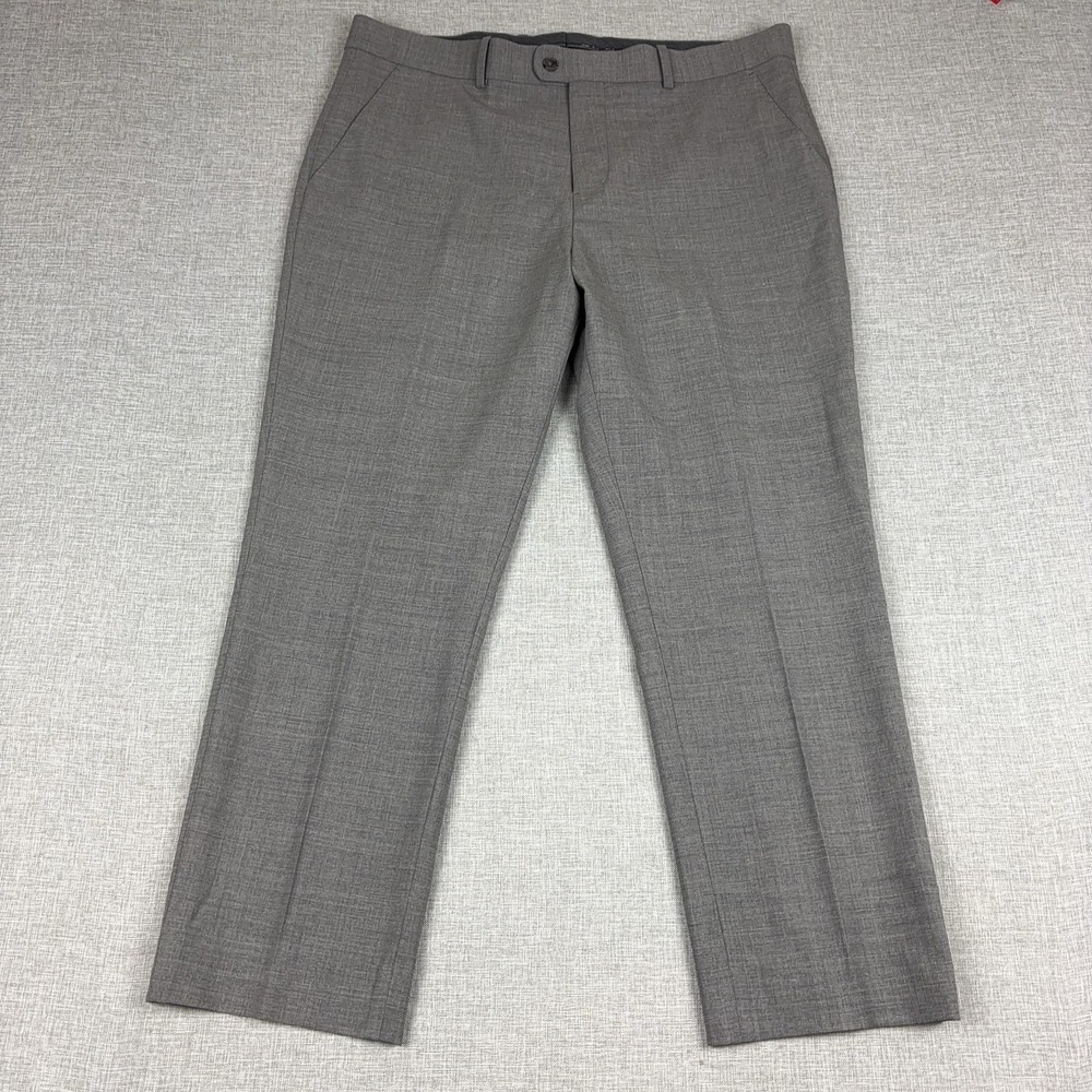 Mizzen+Main Pants Mens 38x32 Gray Wool Stretch Dress Trim Fit Lined Flat Front